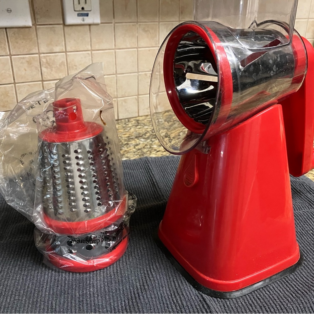 Red Cheese Grater with attachments
